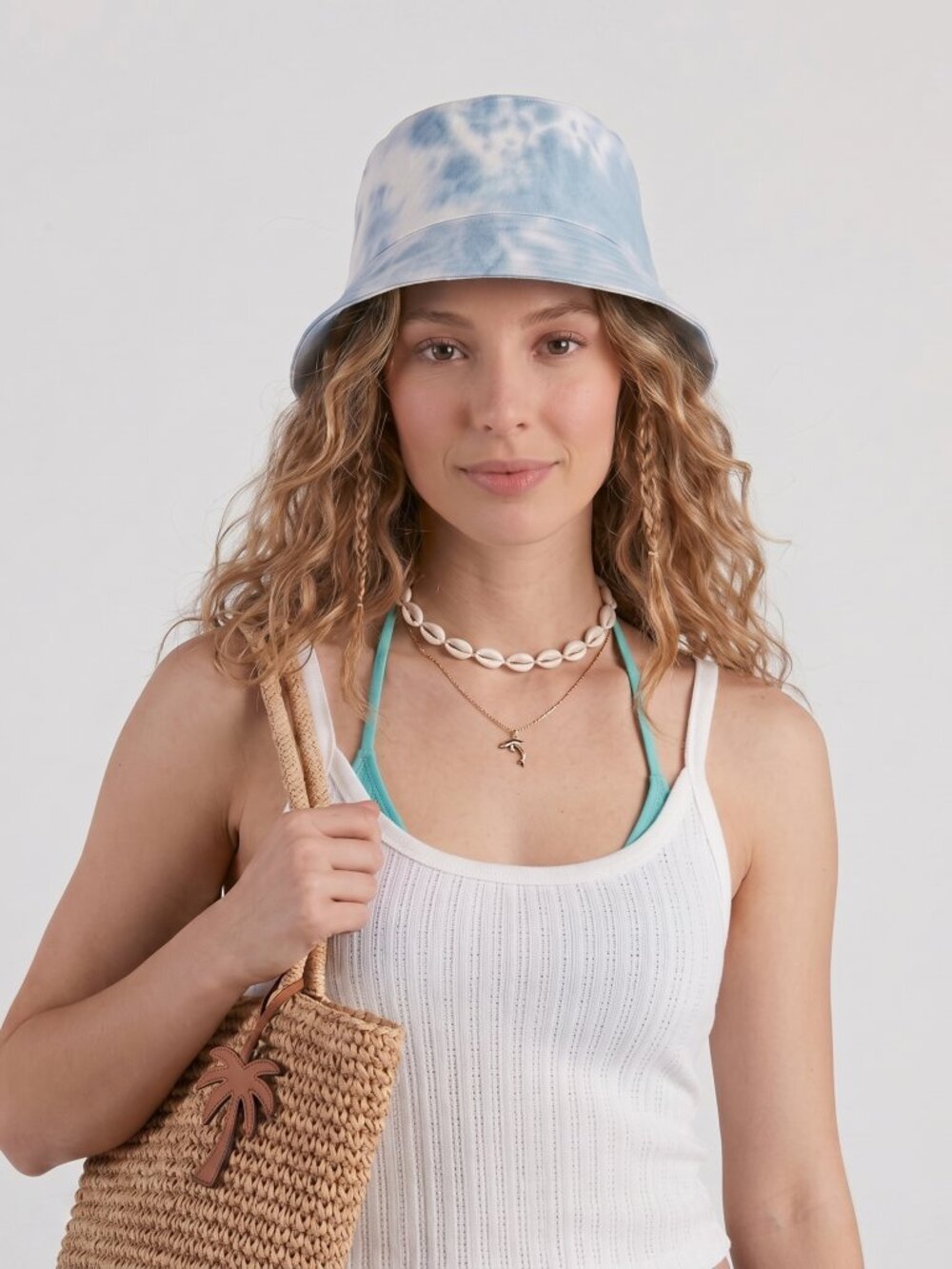 Blue and White Tie Dye Bucket Hat Summer Beach Festival Sun Hat